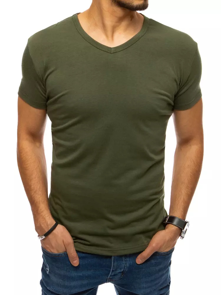 Men's khaki Vneck Tshirt Dstreet RX4549