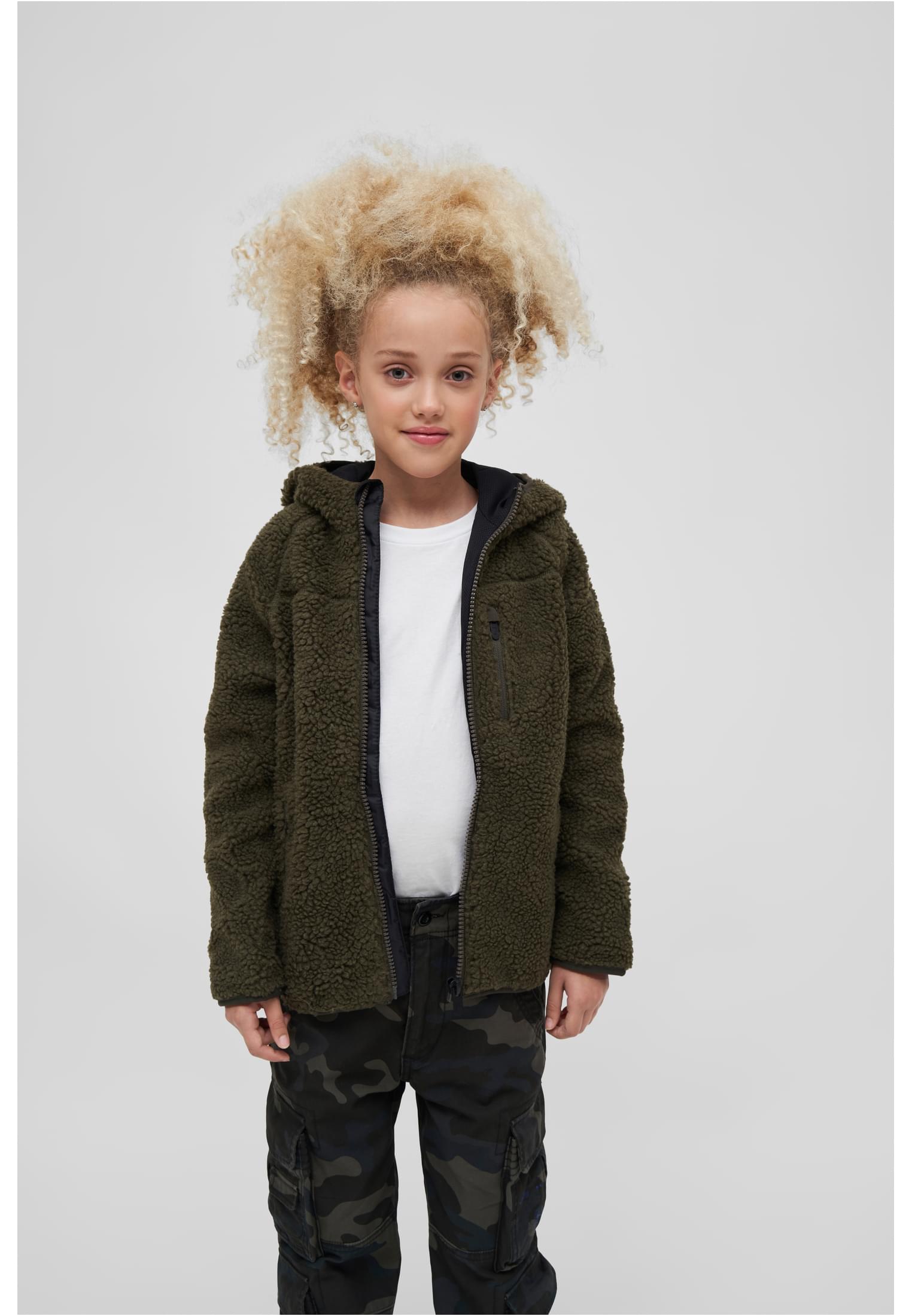 Children&#039;s Teddyfleecejacket Hood Olive