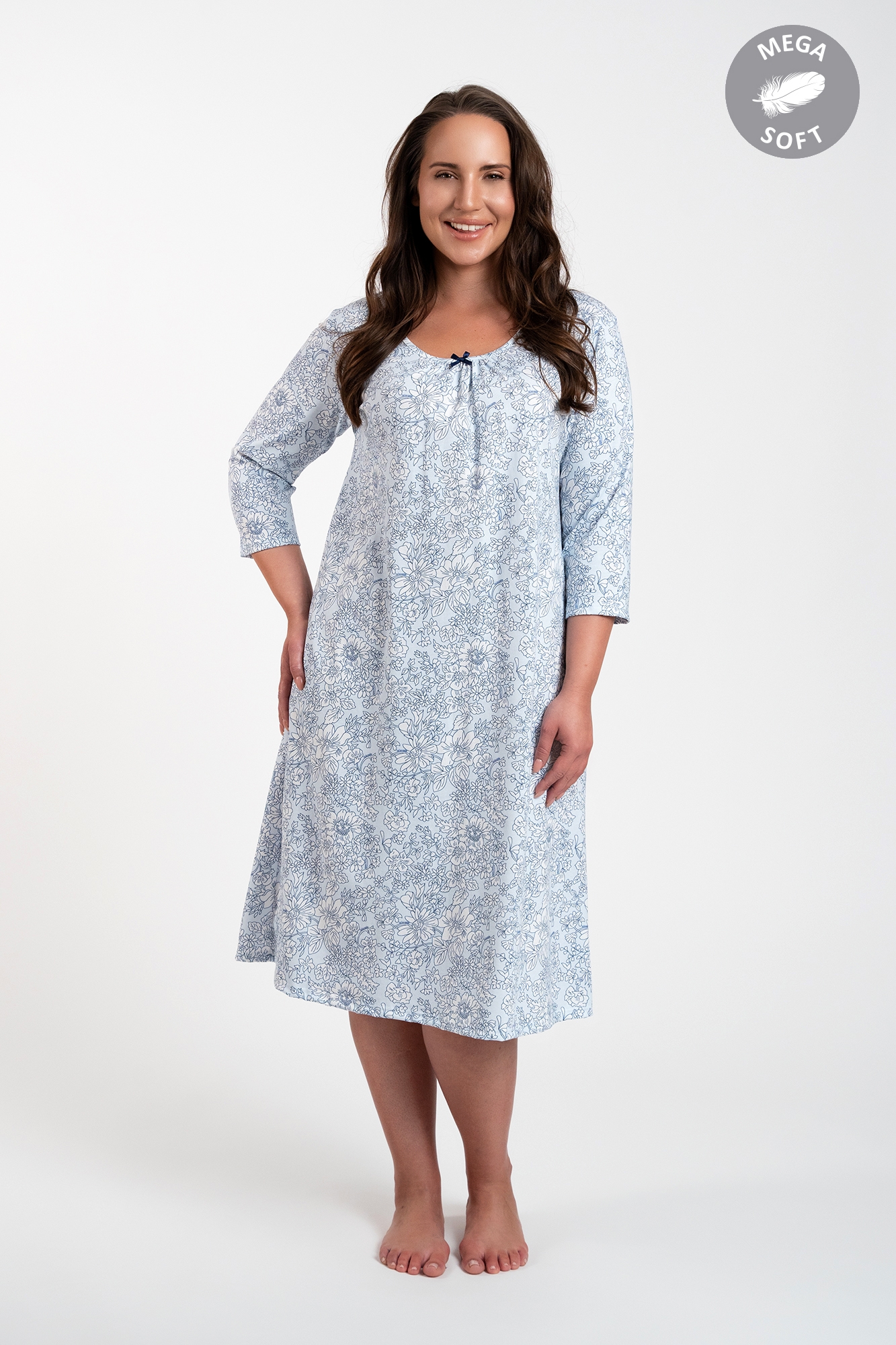 Women's shirt Antonia 3/4 sleeve - blue print