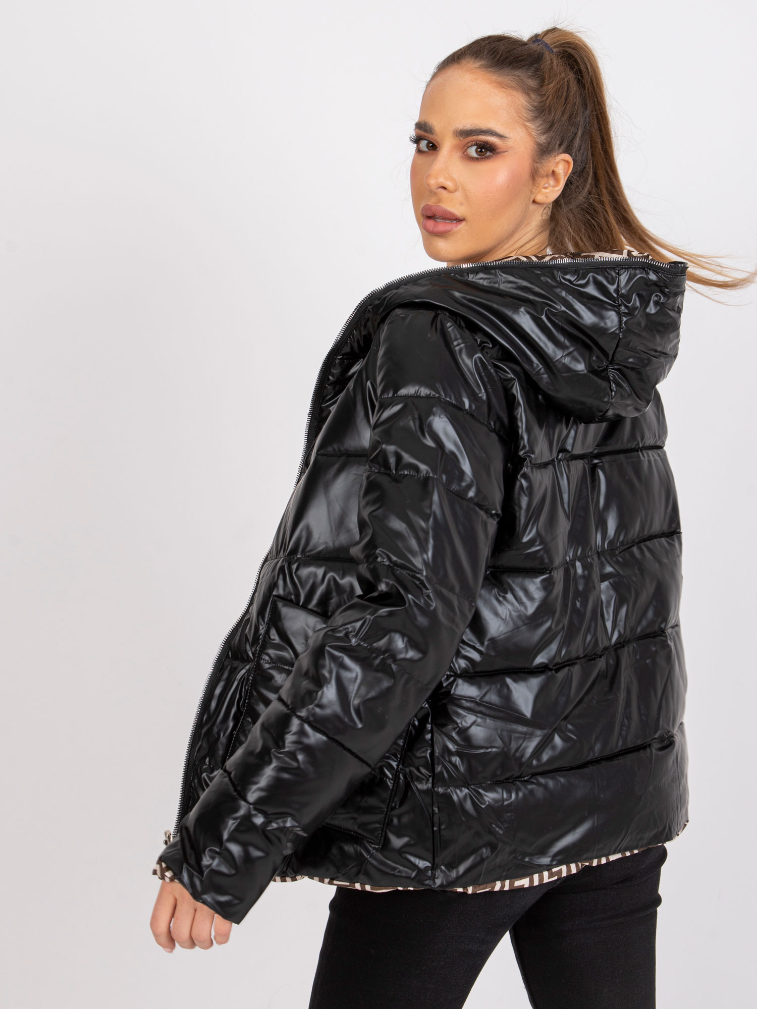 Women's reversible quilted jacket Arta - black
