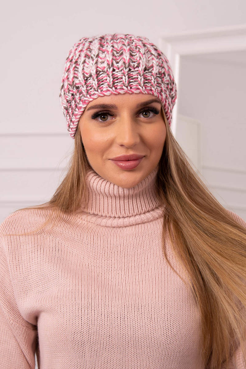 Cap with pompom Maria K335 powder pink