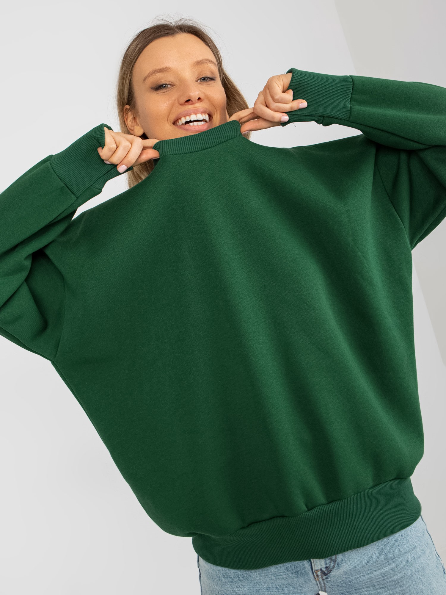 Basic Dark Green Oversize Sweatshirt