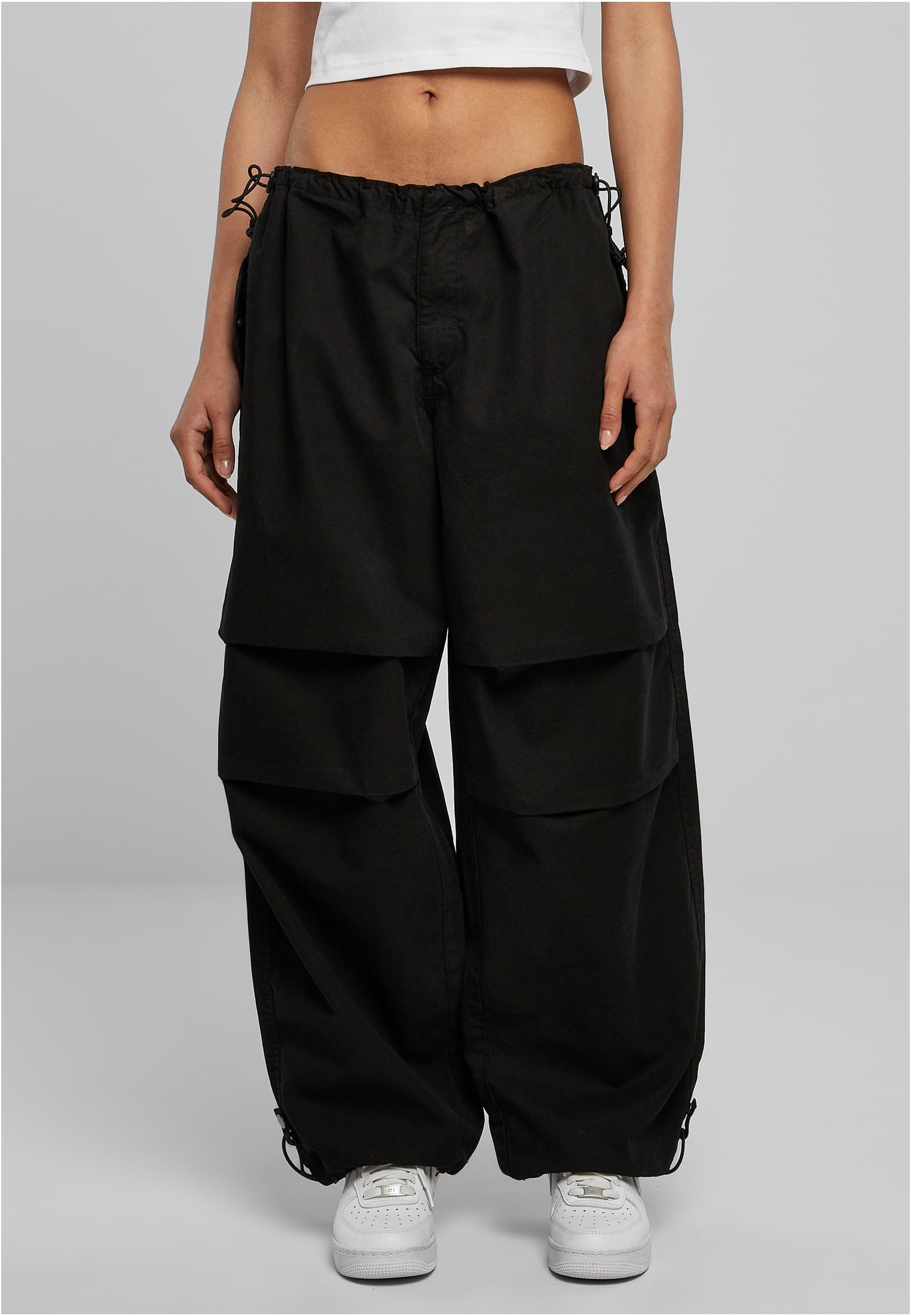 Women's cotton parachute pants black