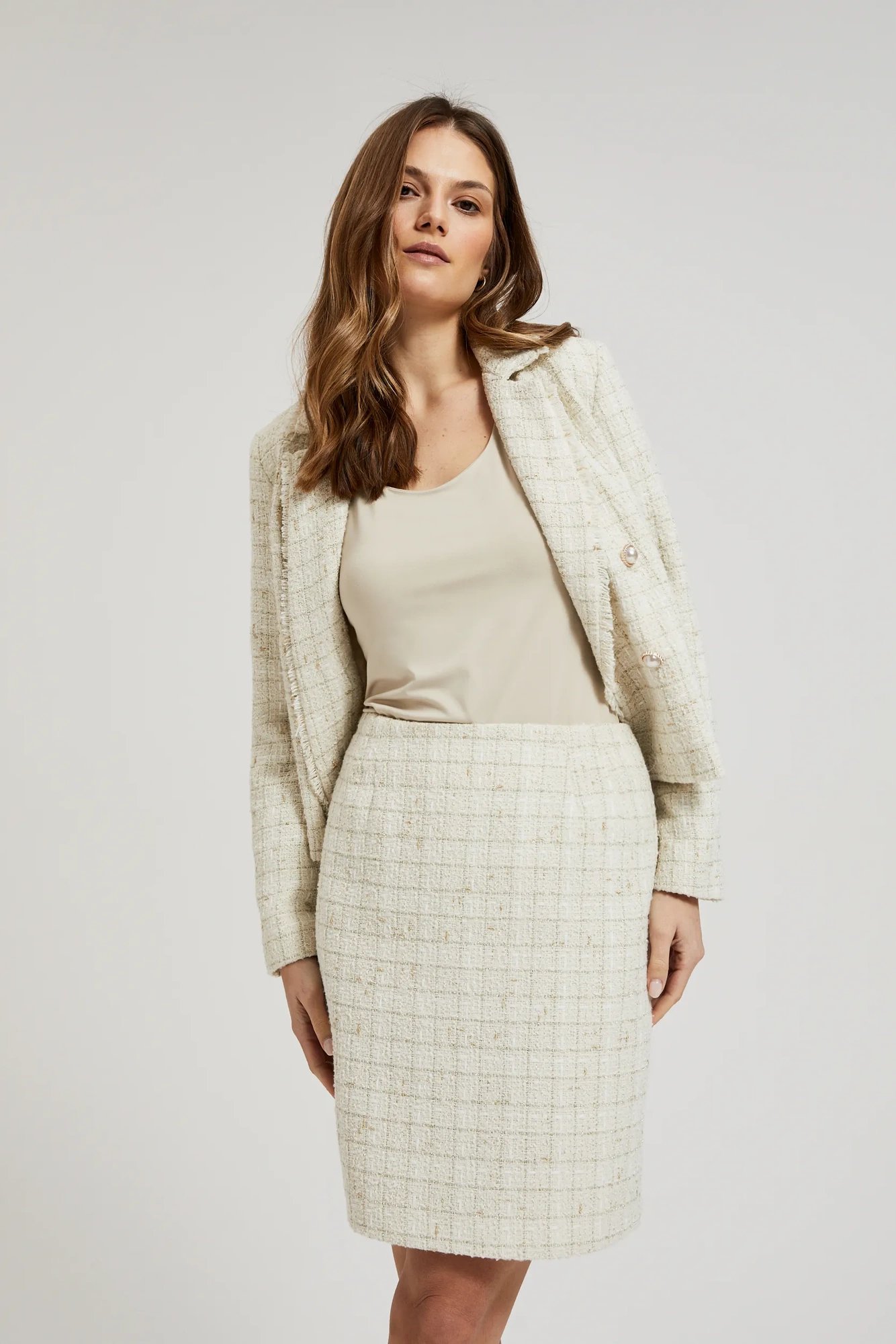 Marisse Womens Skirt L-Sc-4317 Off White