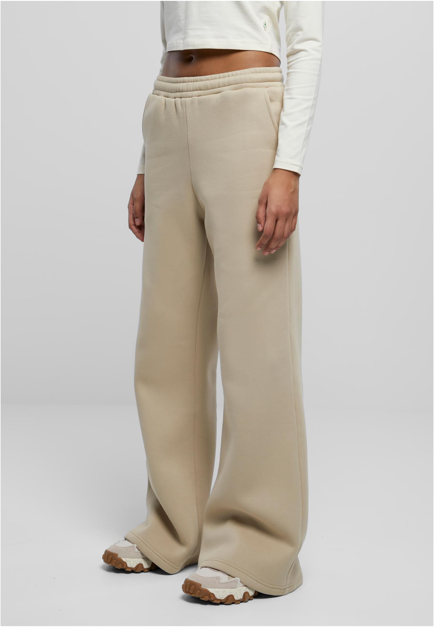 Levně Dámské organické ultra široké teplákové kalhoty s mokrým pískem