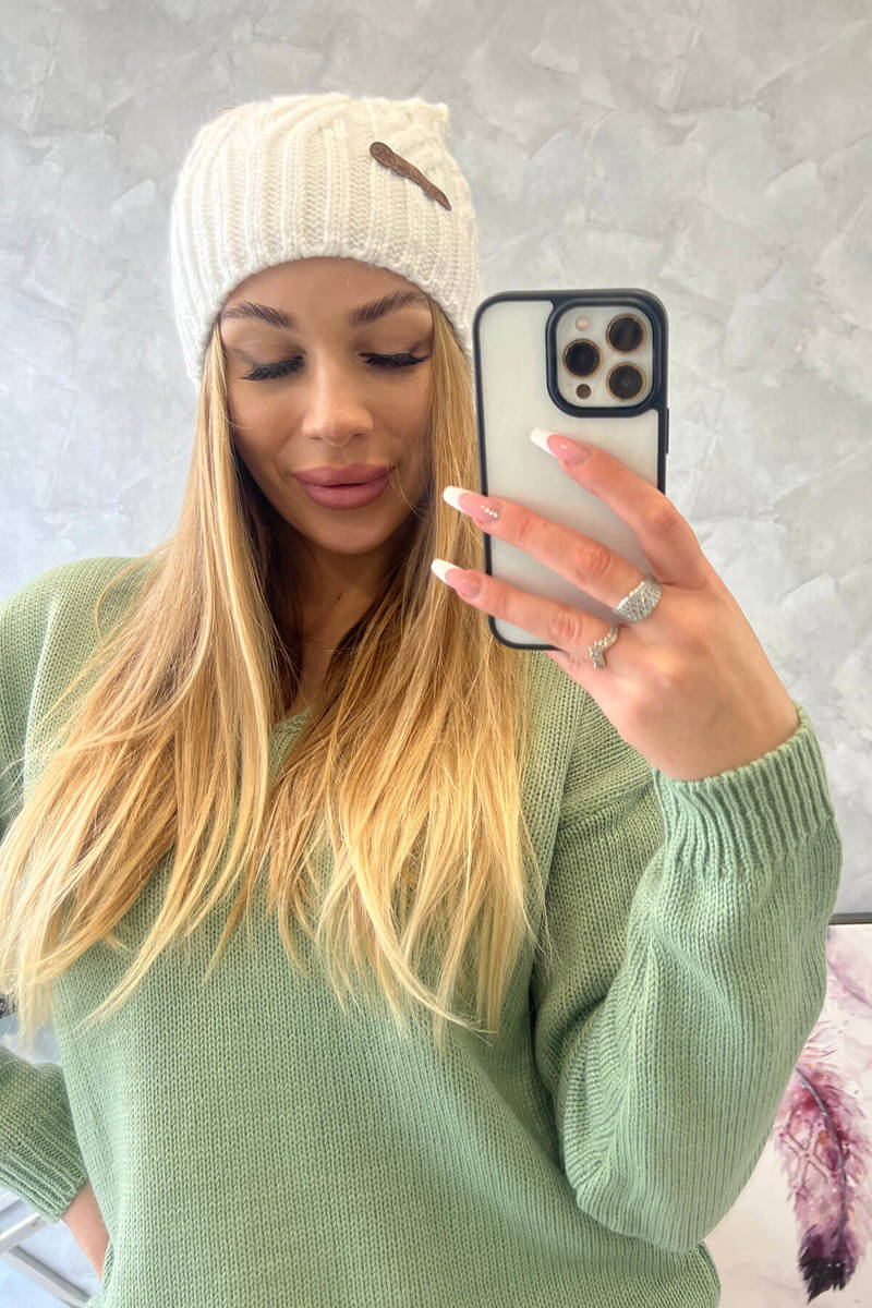 Beanie with fleece Paulina K227 white