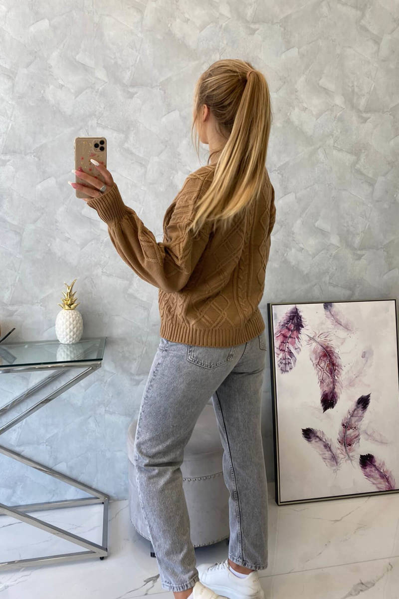 Sweater with a decorative camel weave