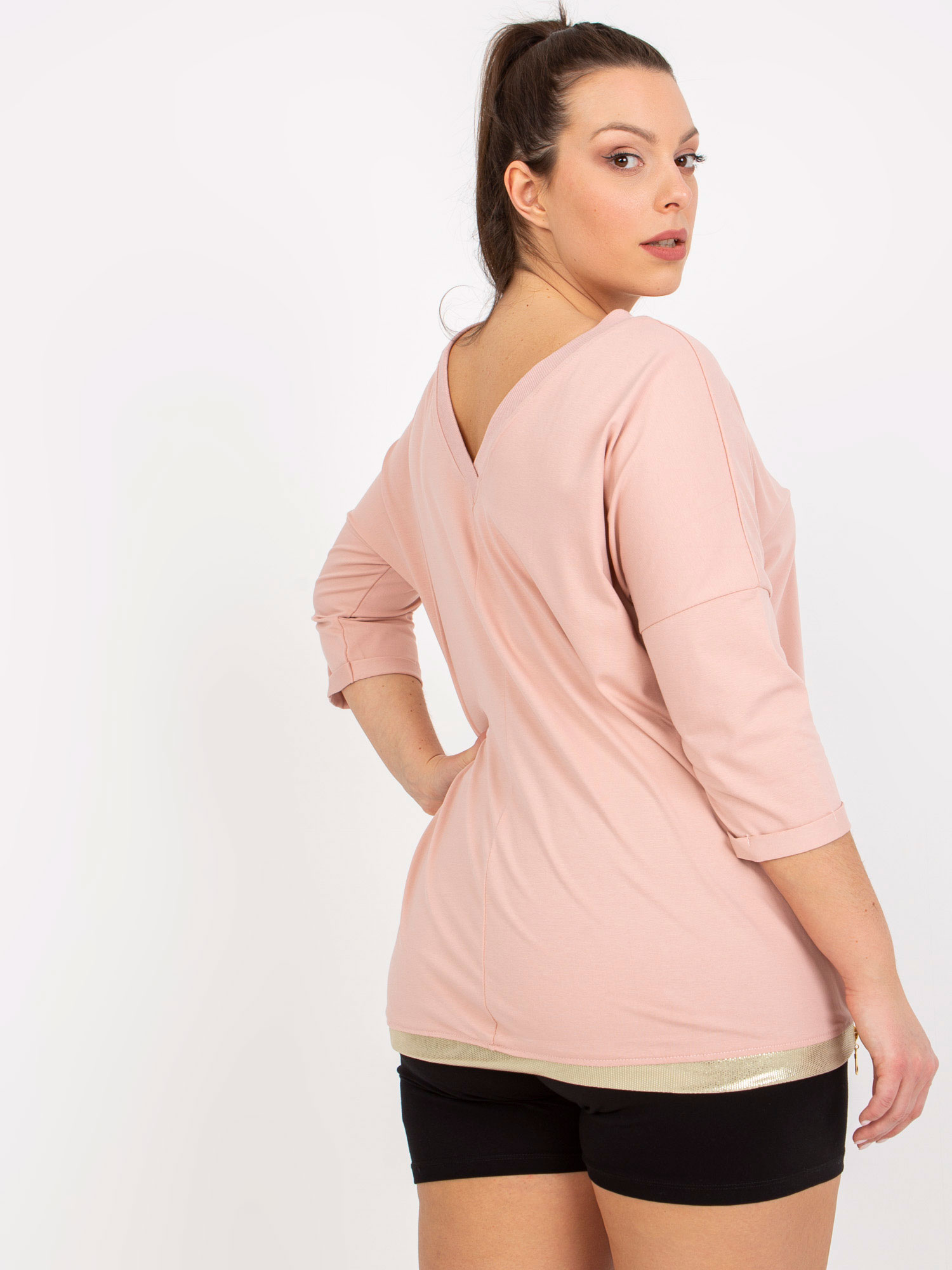 Dusty Pink Blouse Plus Size With Print And Application