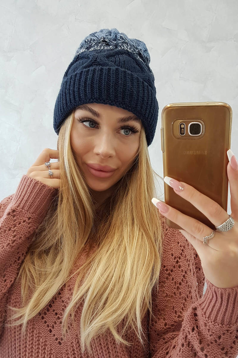 Beanie with fleece Alice K248 jeans+blue