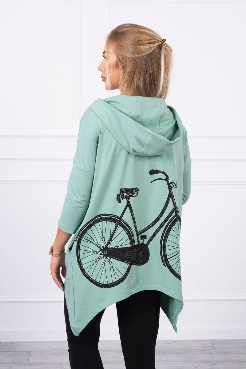 Sweatshirt With Cycling Print Dark Mint