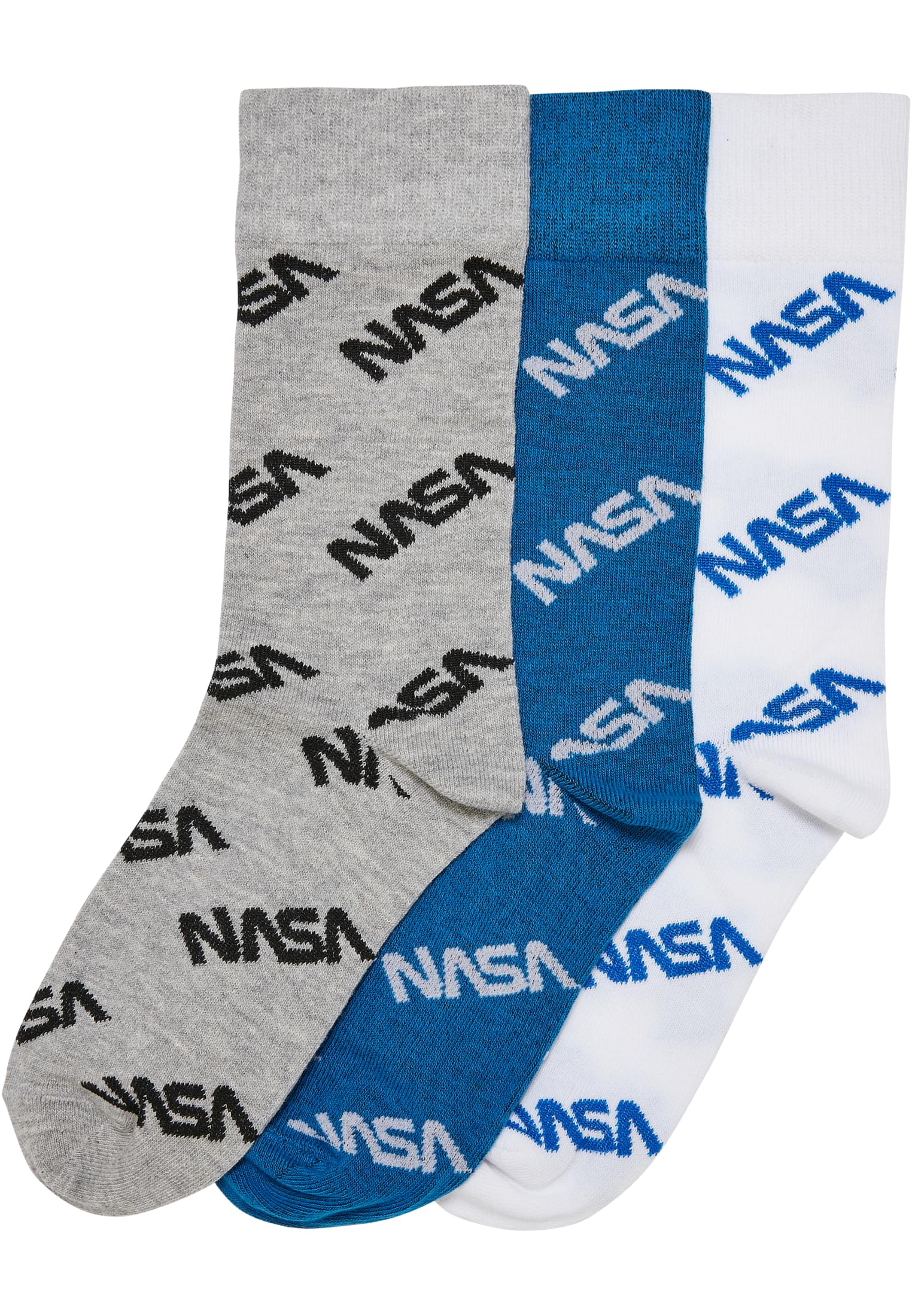 Levně Celoplošné dětské ponožky NASA, 3 balení, zářivě modrá/šedá/bílá