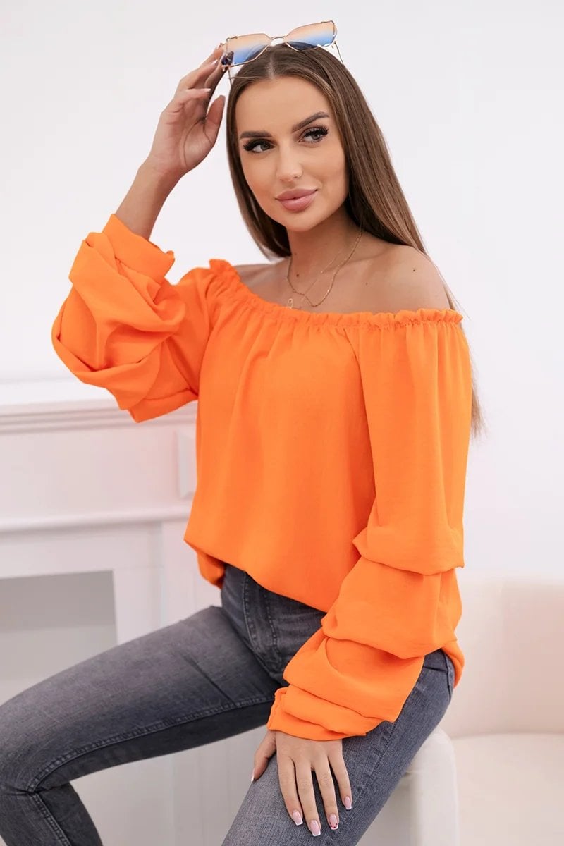 Spanish blouse with decorative sleeves orange