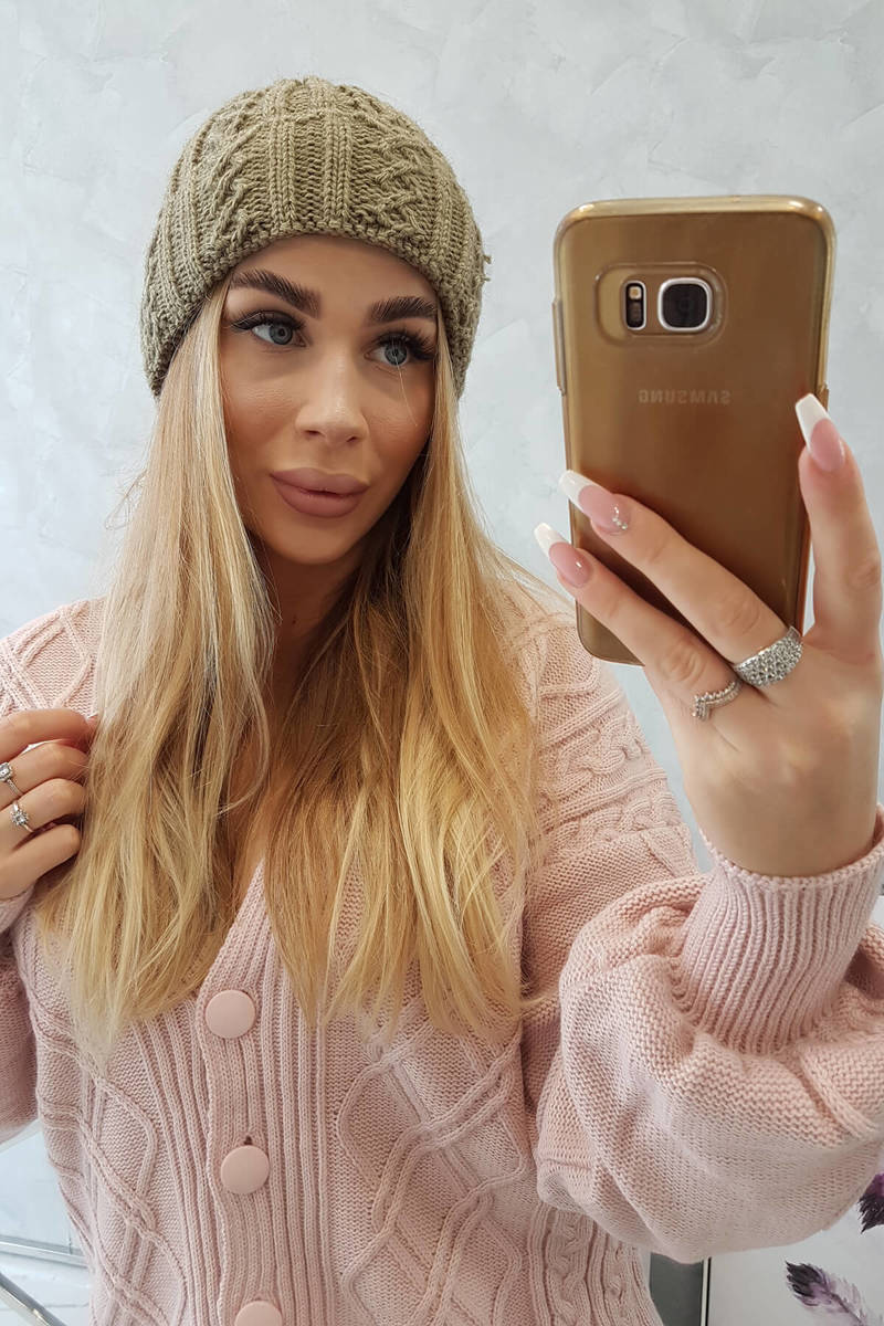 Cap with turn up Marzena K206 light khaki