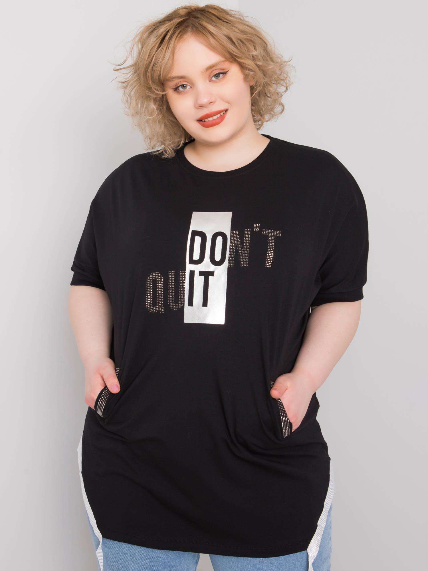 Black Blouse Plus Sizes With Inscription