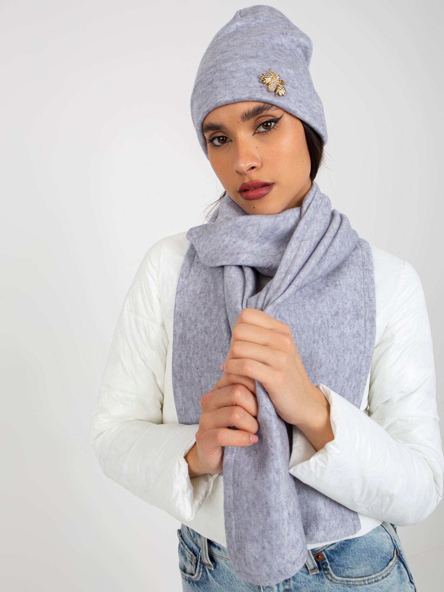 Light Purple Winter Set With Scarf And Cap