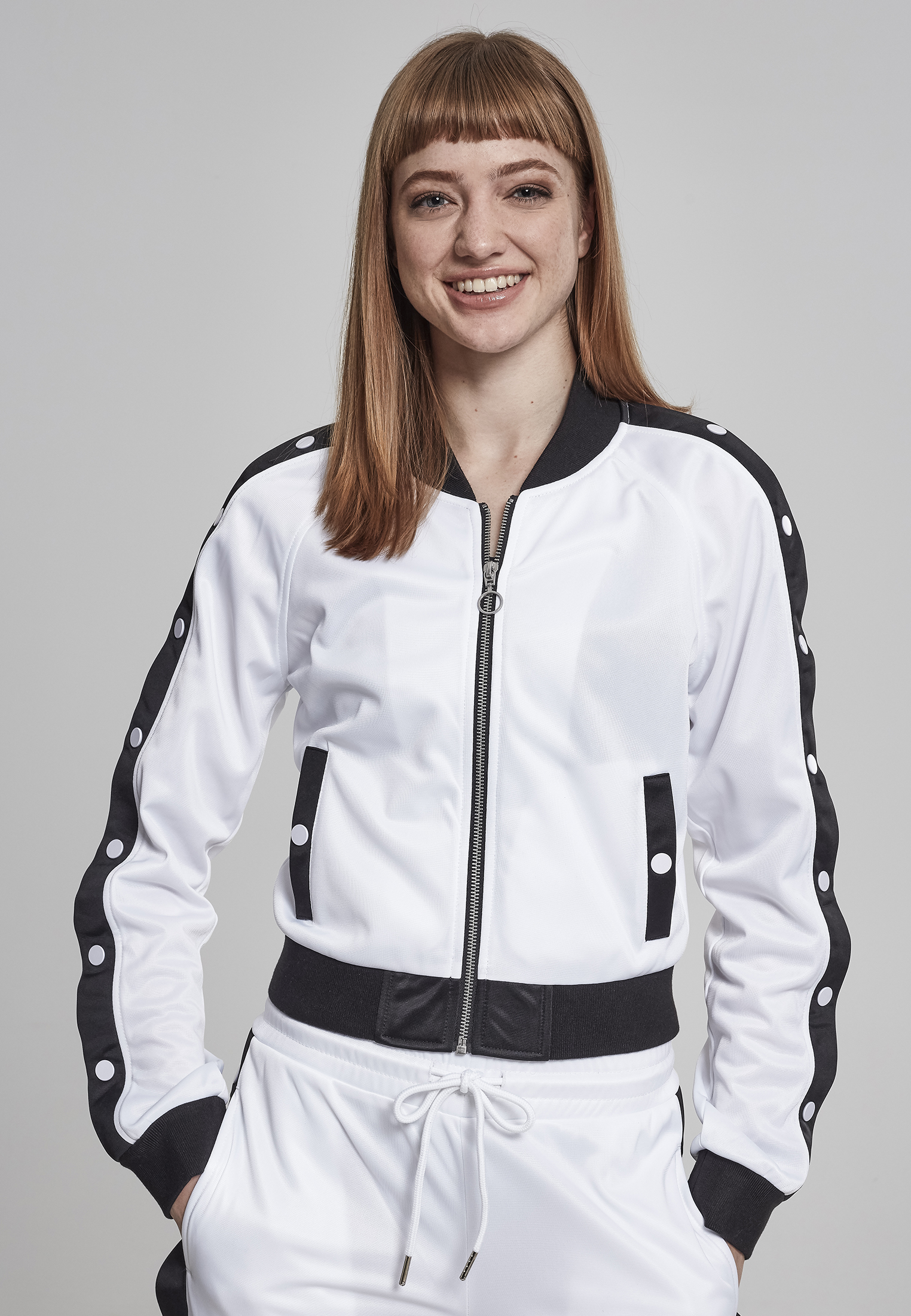 Women's Jacket With Wht/blk/wht Button Closure