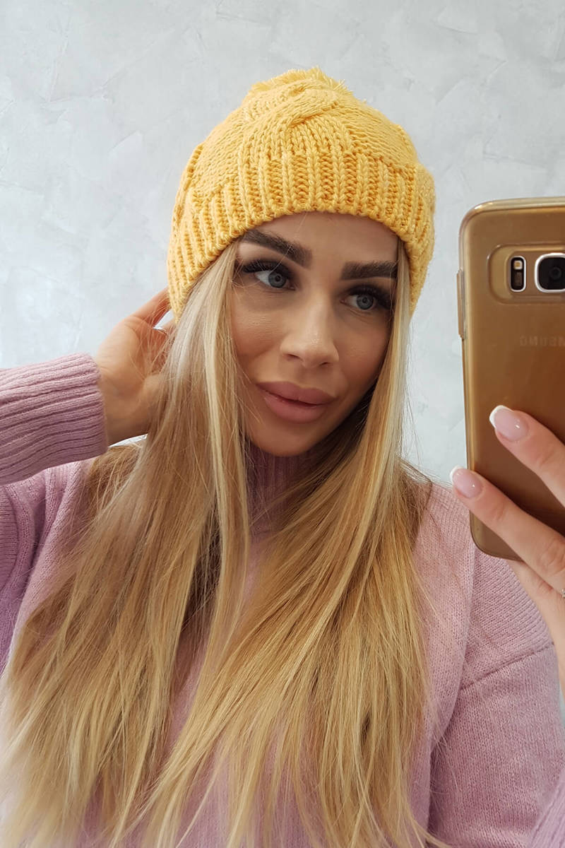 Cap with fleece Stefania K278 yellow