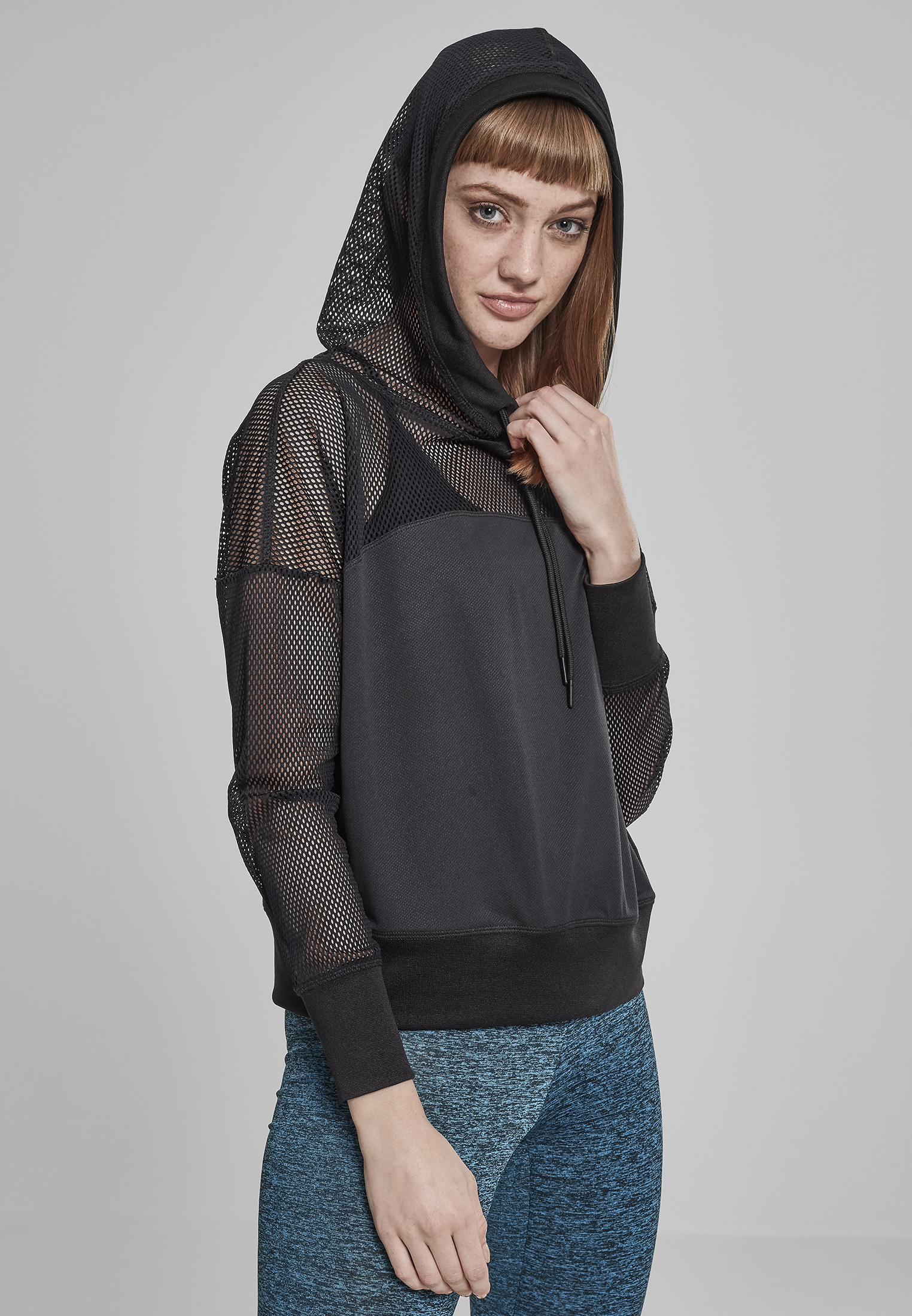 Women's Fishnet Hoodie Black