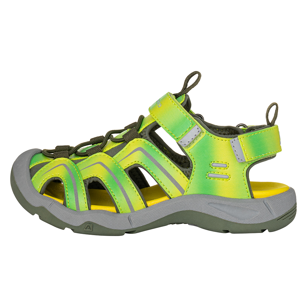 Children's sandals with reflective elements ALPINE PRO ANGUSO neon green