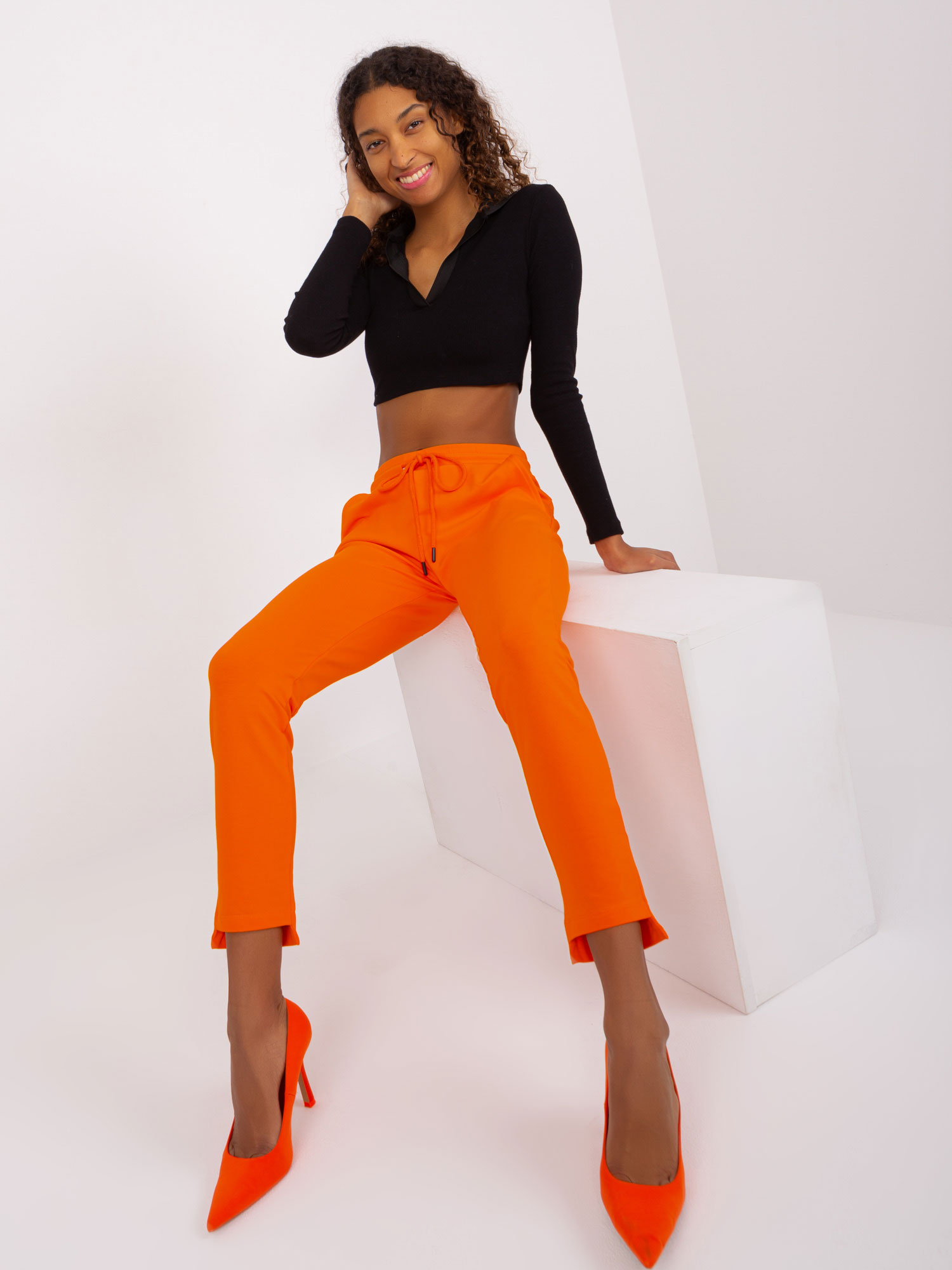 Orange Basic Sweatpants Made Of Cotton