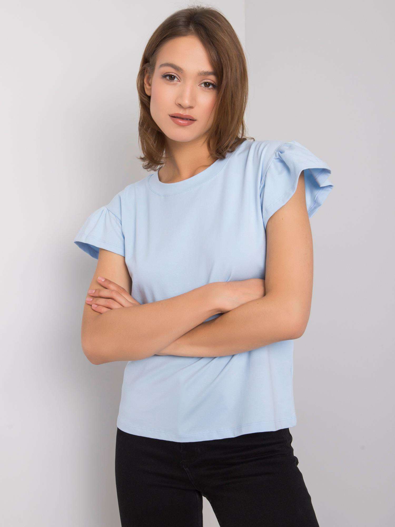 RUE PARIS Light Blue Cotton Blouse