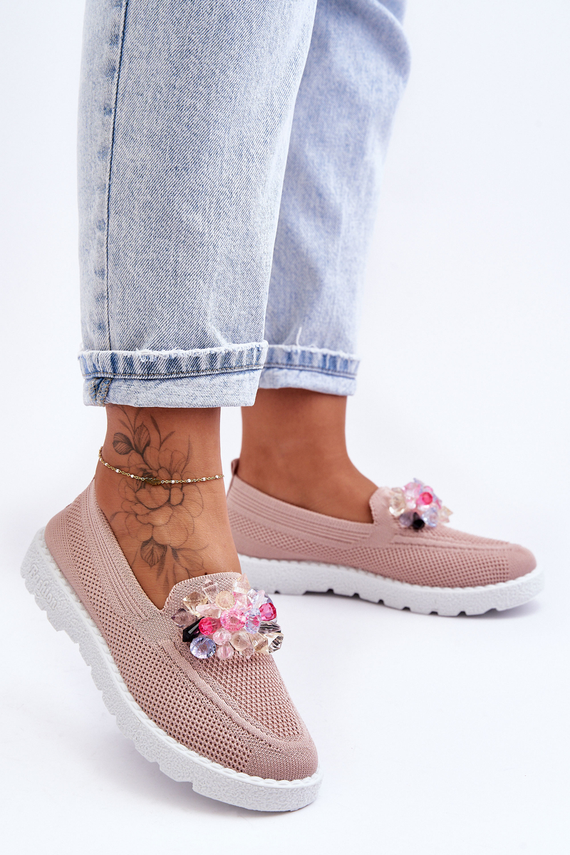 Women's sneakers on lace with Taylor pink decoration