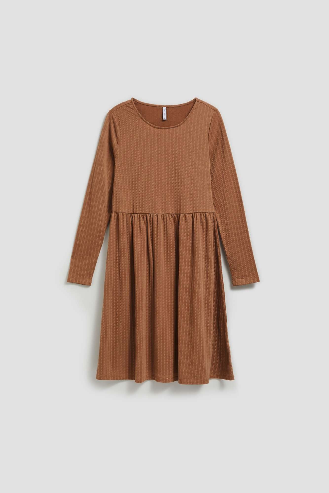 Marisse Dark Beige Dress With Long Sleeves And A Flared Bottom
