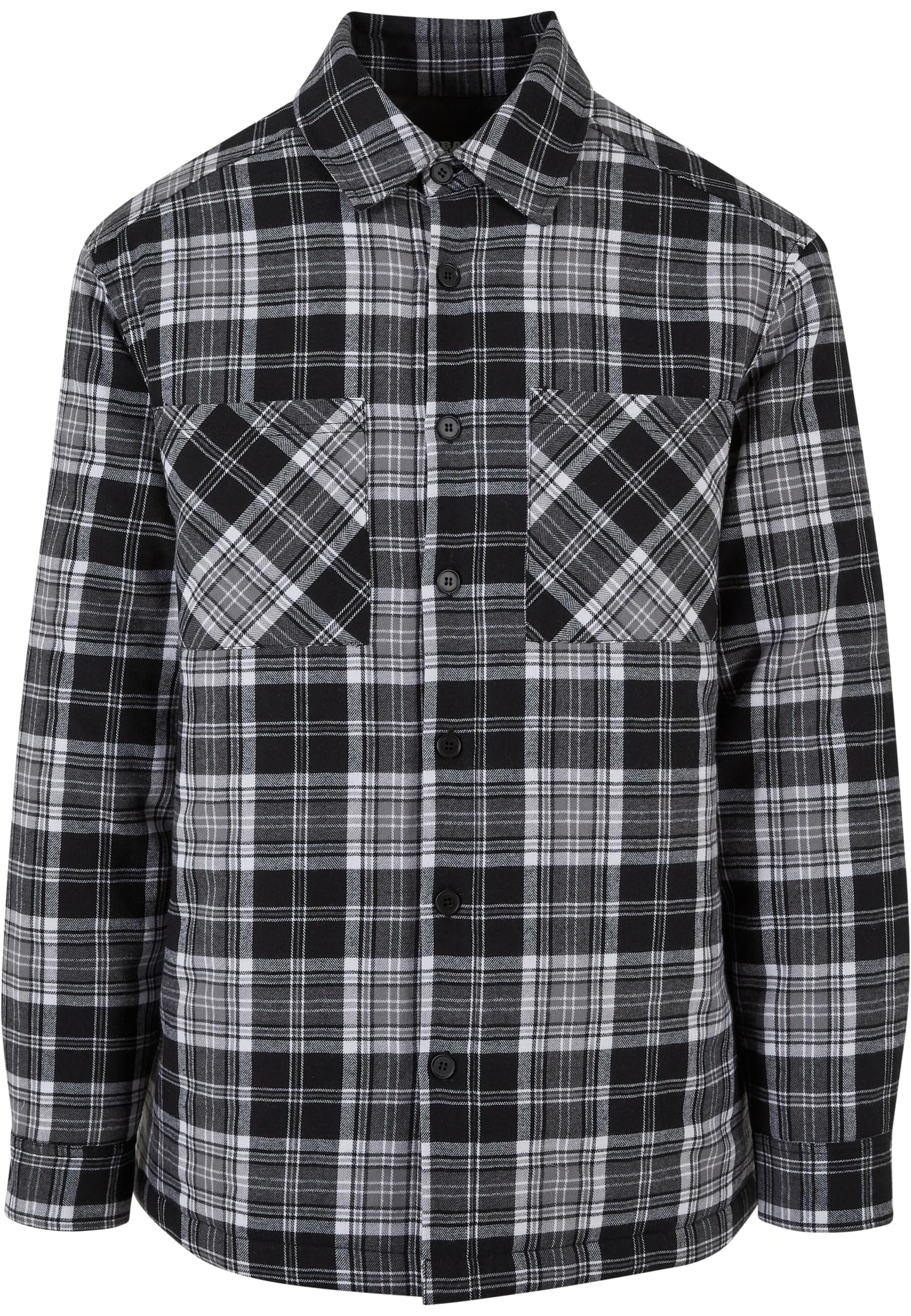 Padded plaid shirt jacket black/white