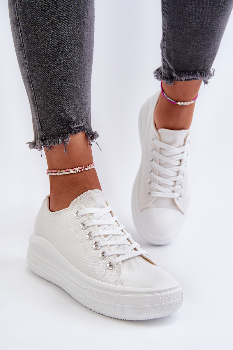 Women's sneakers on a solid platform, white Amyete