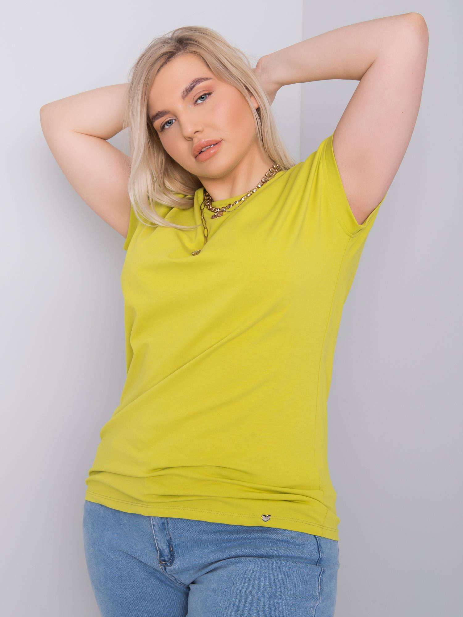 Levně Světle zelené bavlněné tričko Leanne větší velikosti
