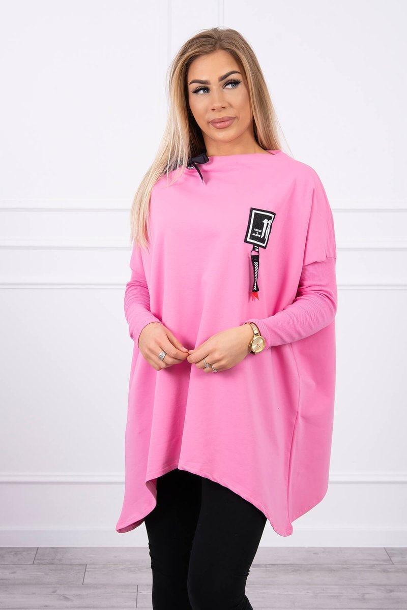 Oversize Sweatshirt With Asymmetrical Sides Of Light Pink Color