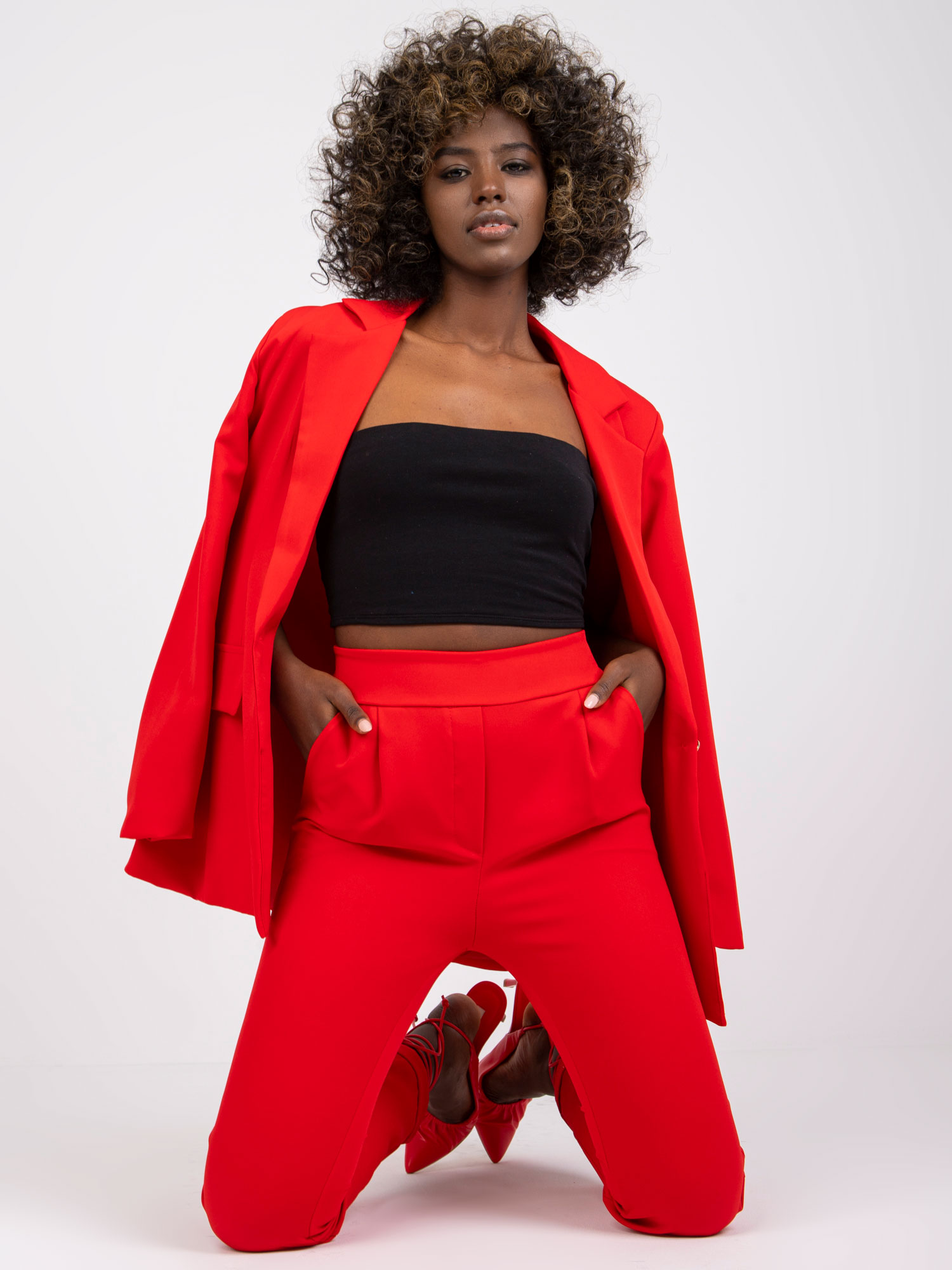 Pantaloni rosii clasici Hidalgo pentru femei