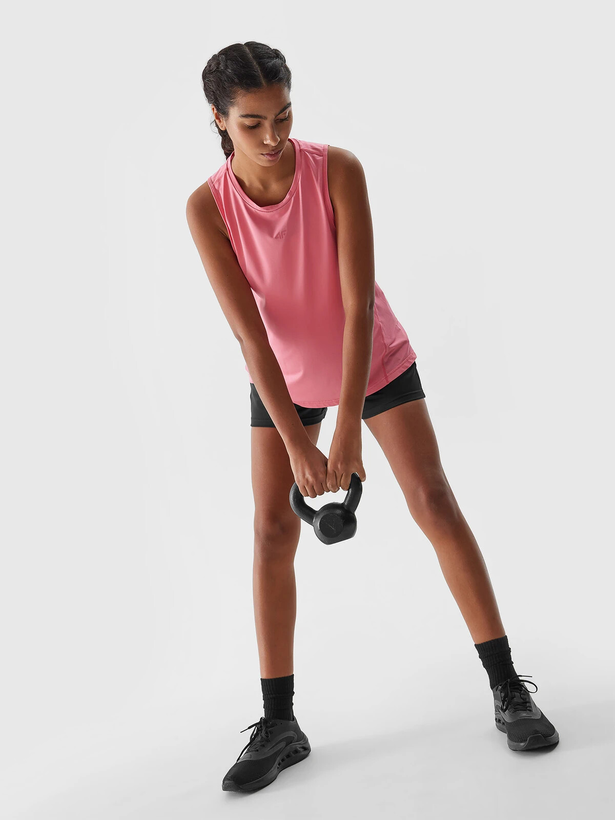 Women's sports top made of recycled 4F materials - coral