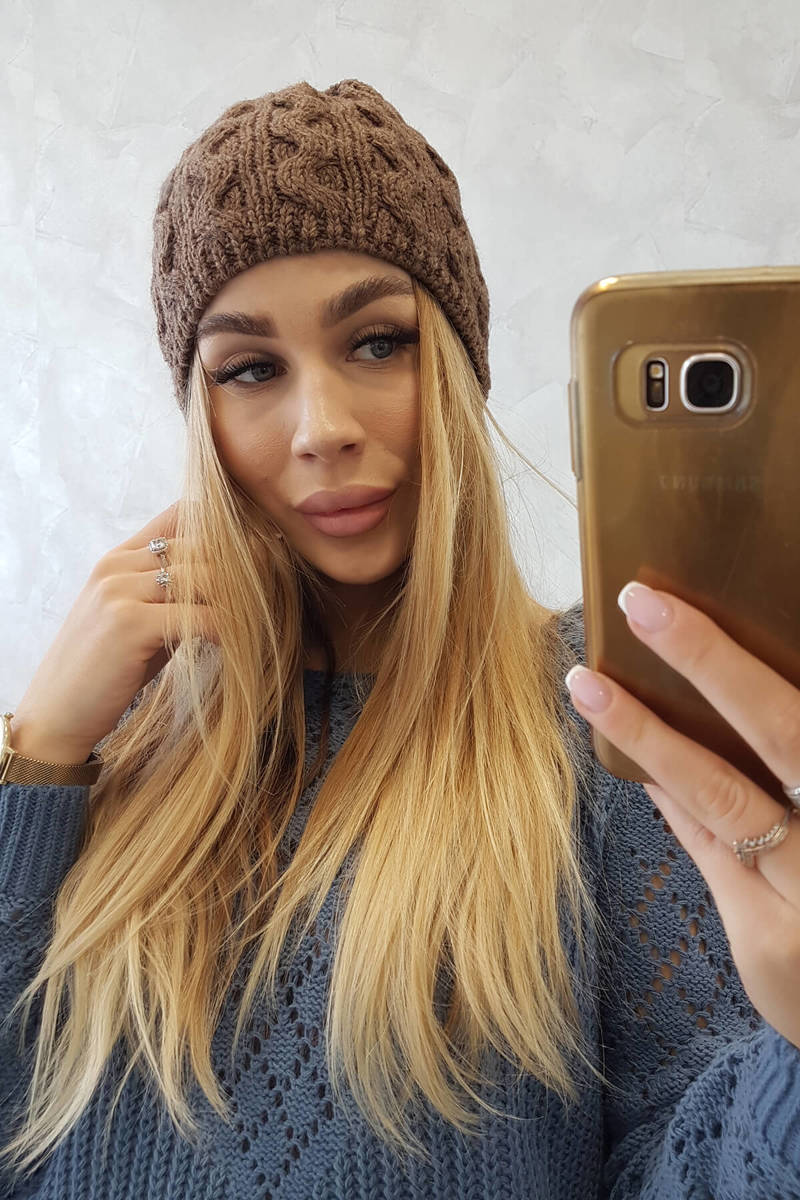 Beanie with fleece Teresa K285 mocca