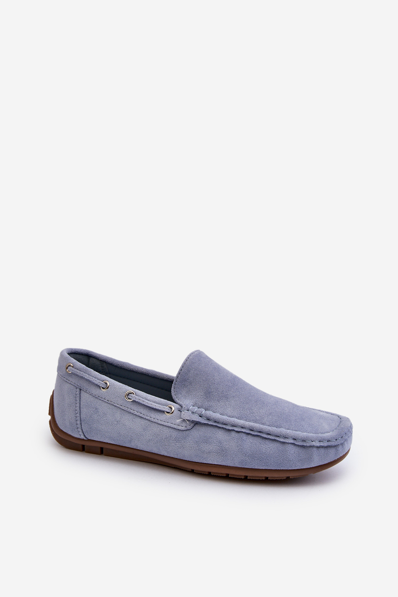 Marka Niezdefiniowana Men's Blue Suede Slip-On Moccasins Rayan