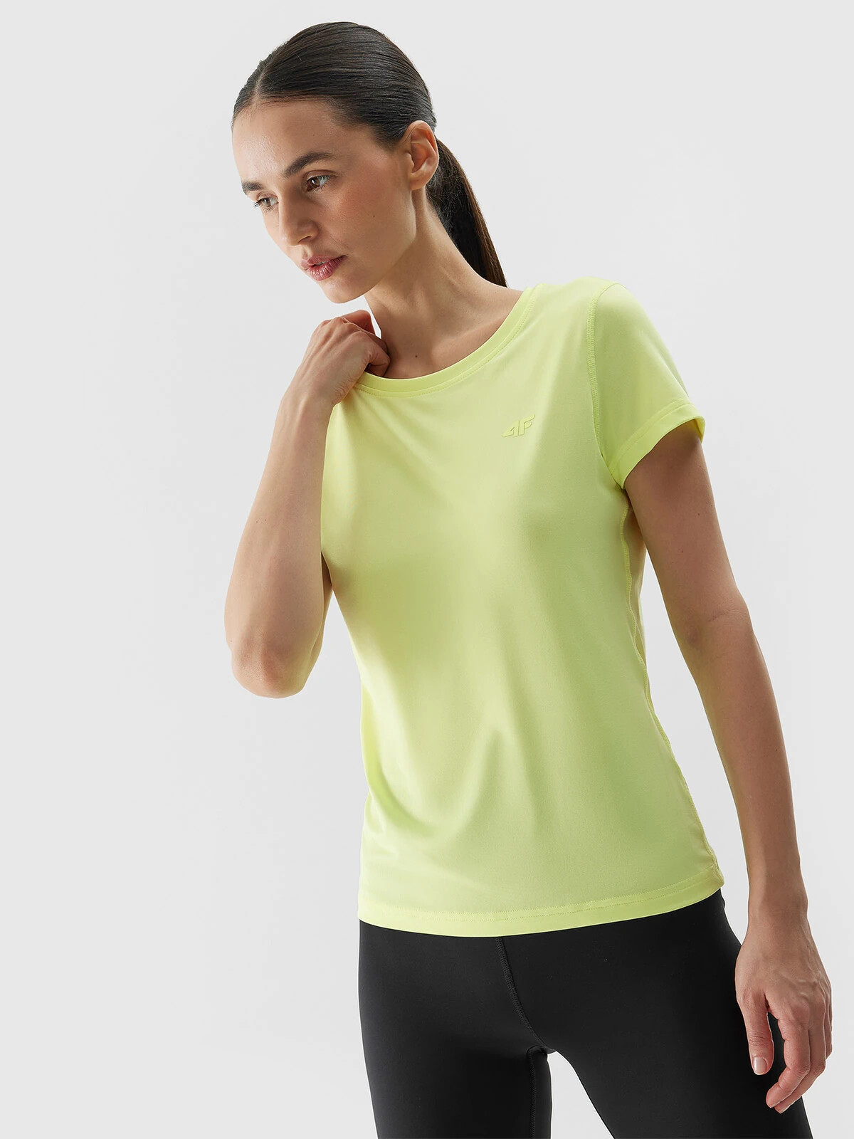 Women's Sports T-Shirt Made Of 4F Recycled Materials - Light Yellow