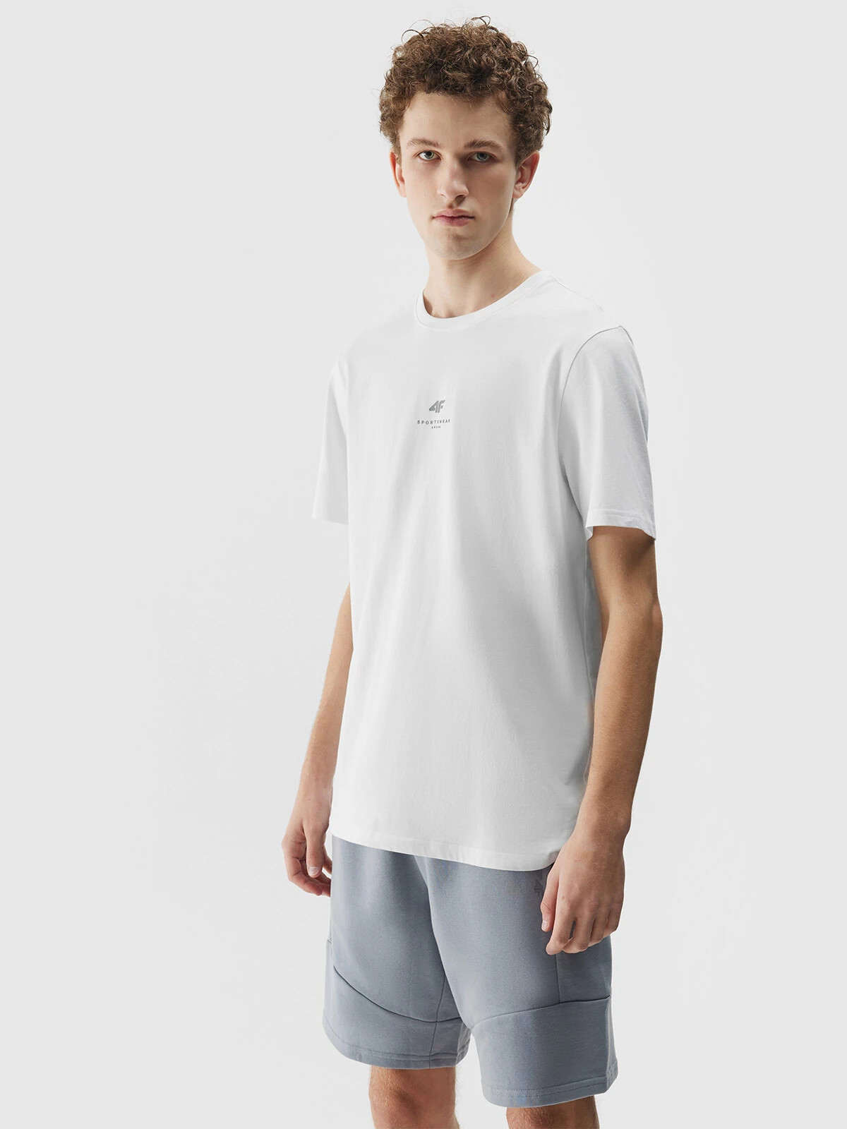 Men's Plain T-Shirt Regular 4F - White