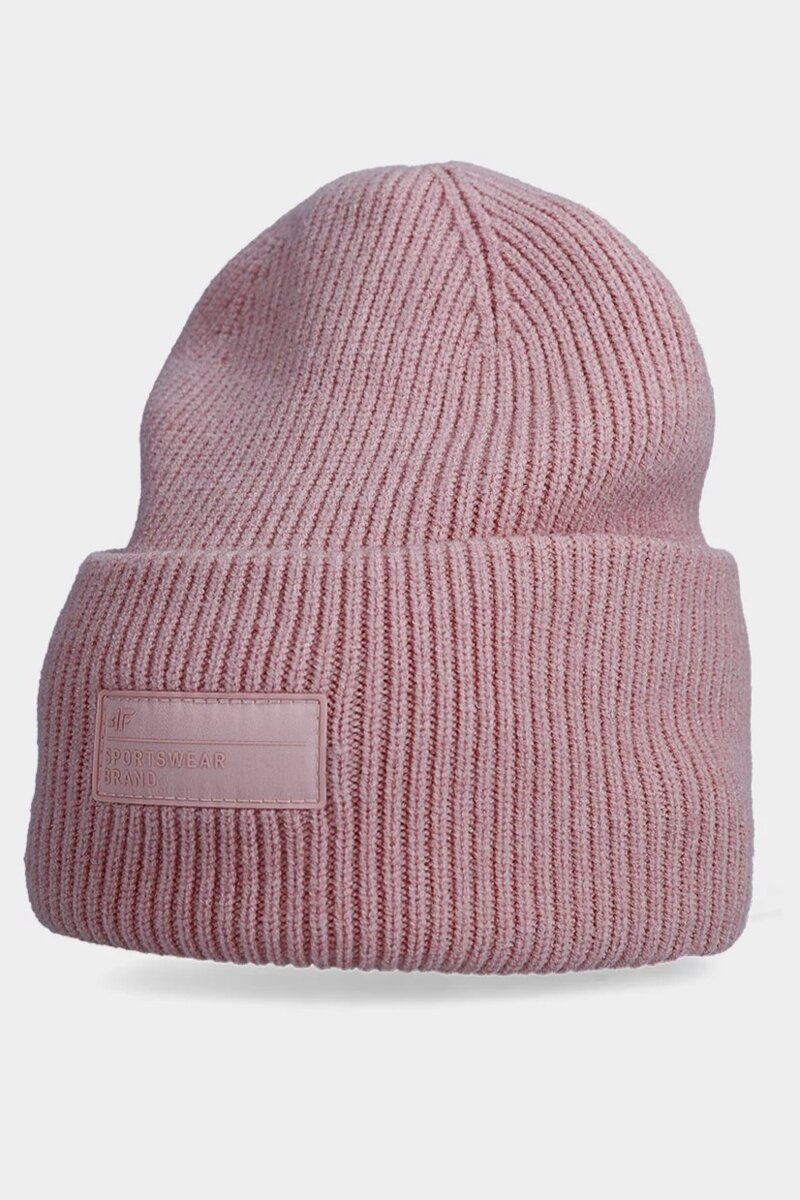 Women's Winter Hat With 4F Logo Light Pink