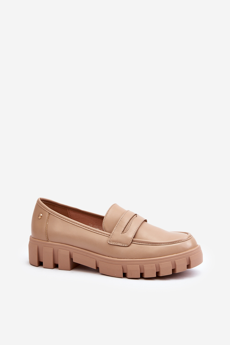 Women's loafers made of eco leather beige Seravisa