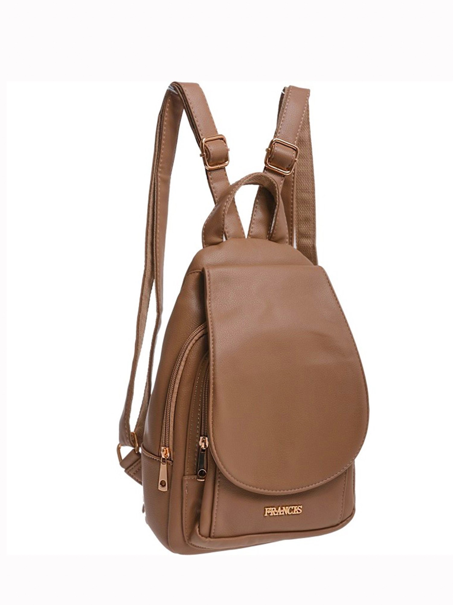 Dark beige women's backpack with magnetic closure