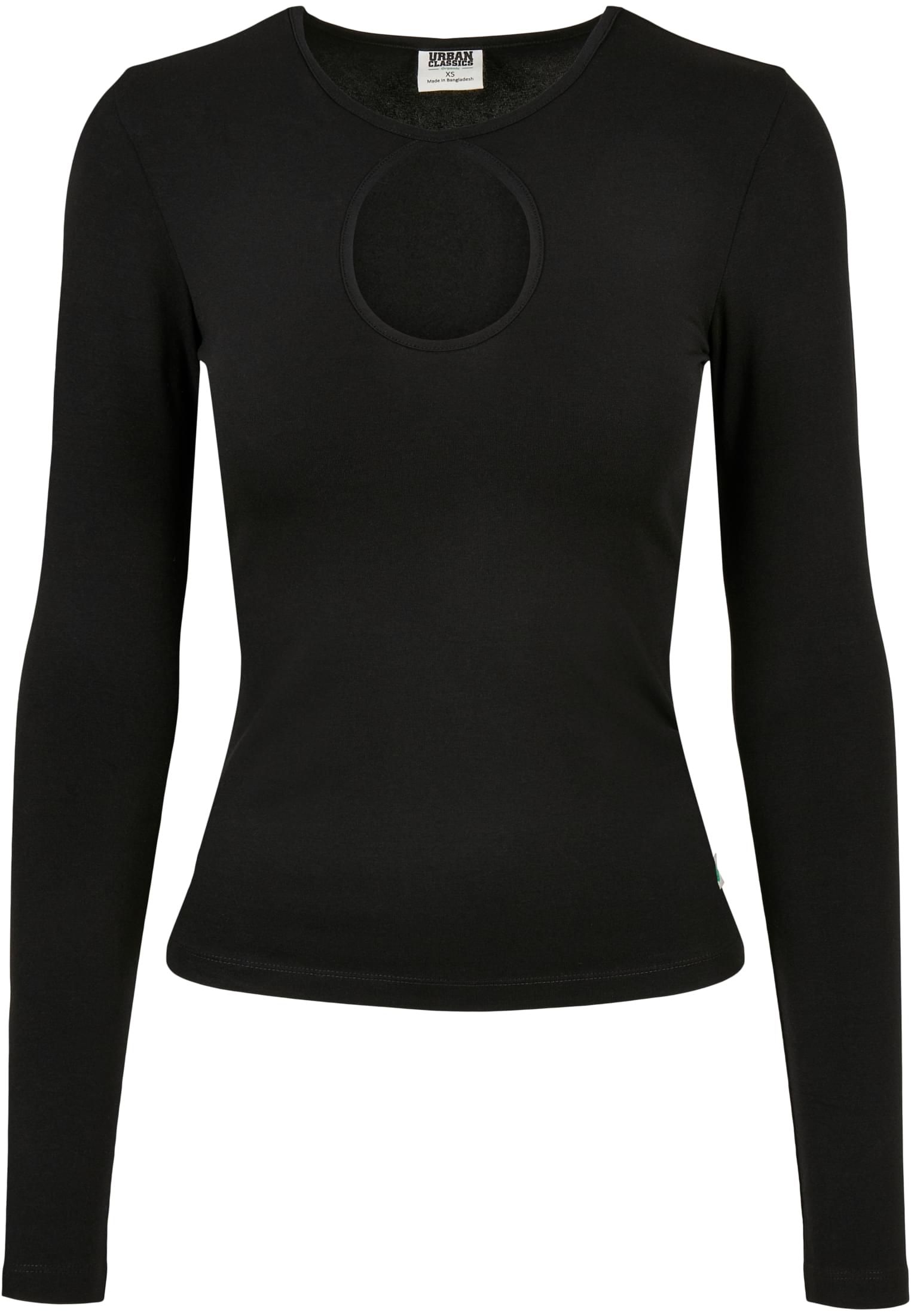 Womens Organic Long Sleeve Keyhole Black