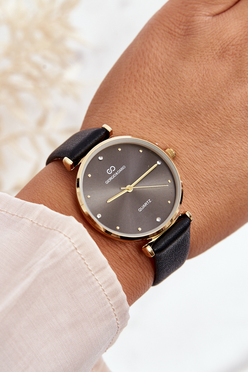 Levně Dámské hodinky Giorgio&Dario na koženém řemínku černé