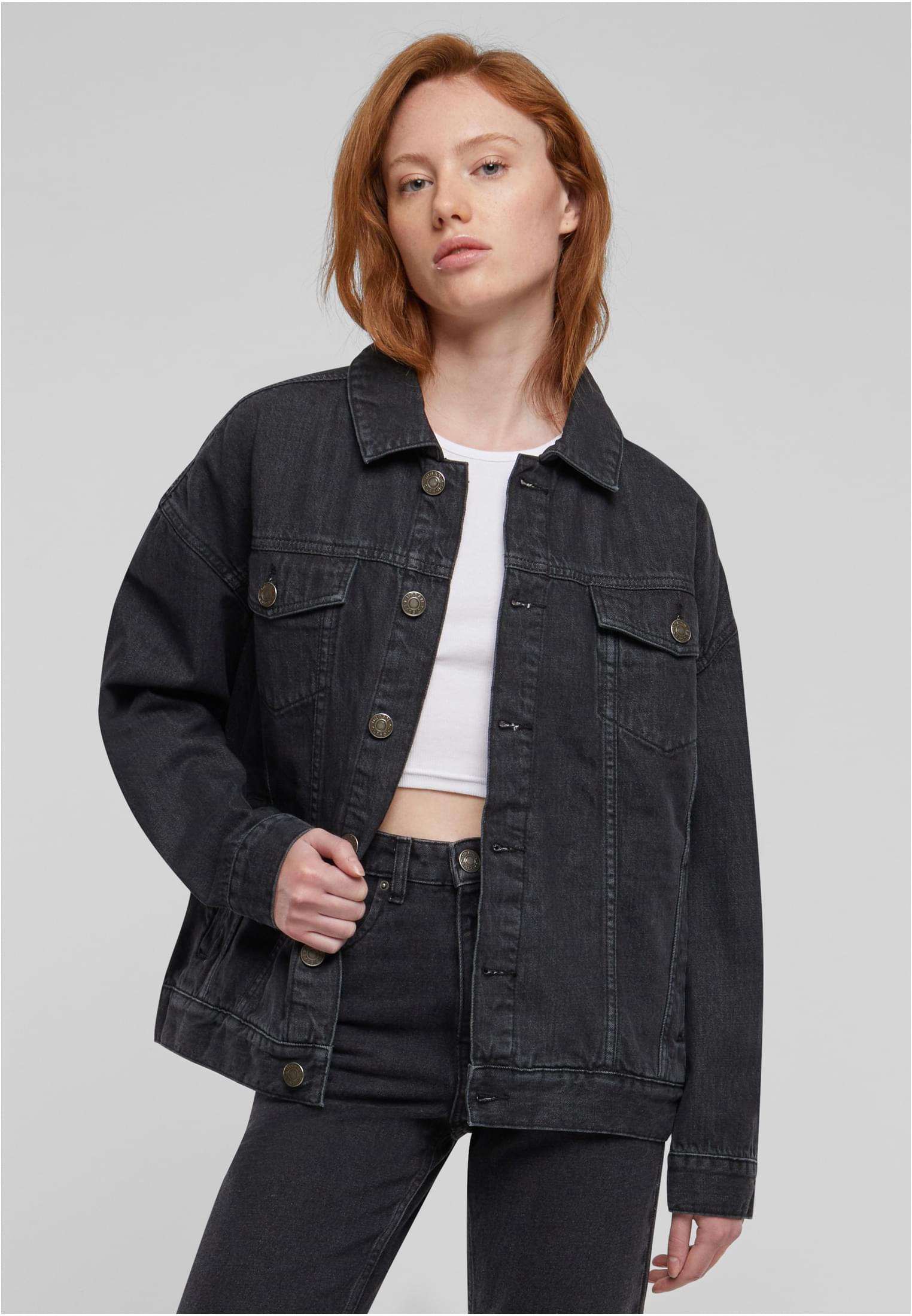 Women's Oversized Denim Jacket From The 90s - Black Washed