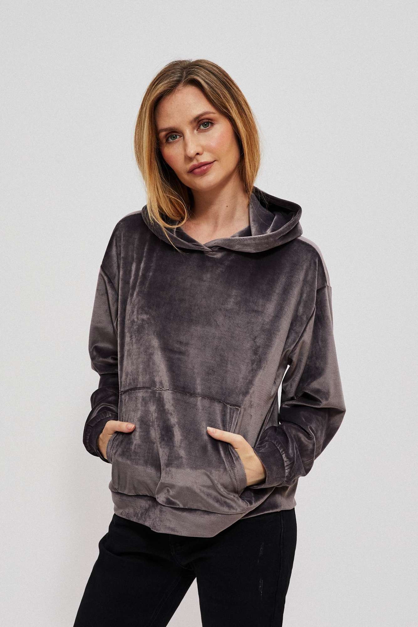 Velour Hoodie - Gray