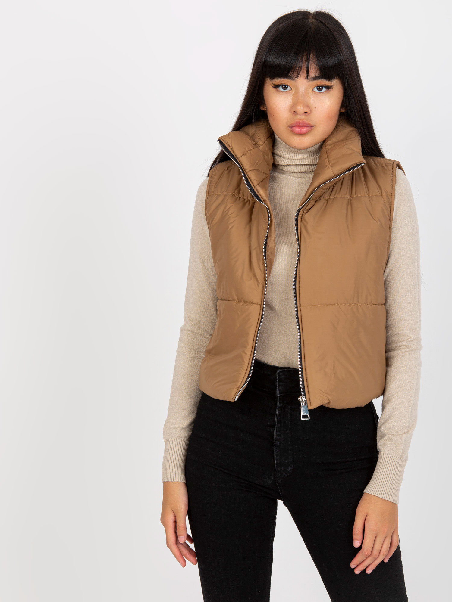 Short Down Vest OCH BELLA Light Brown