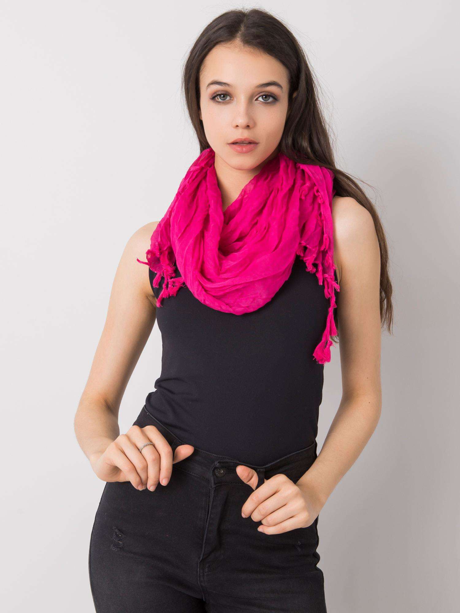 Fuchsia women's scarf with fringe