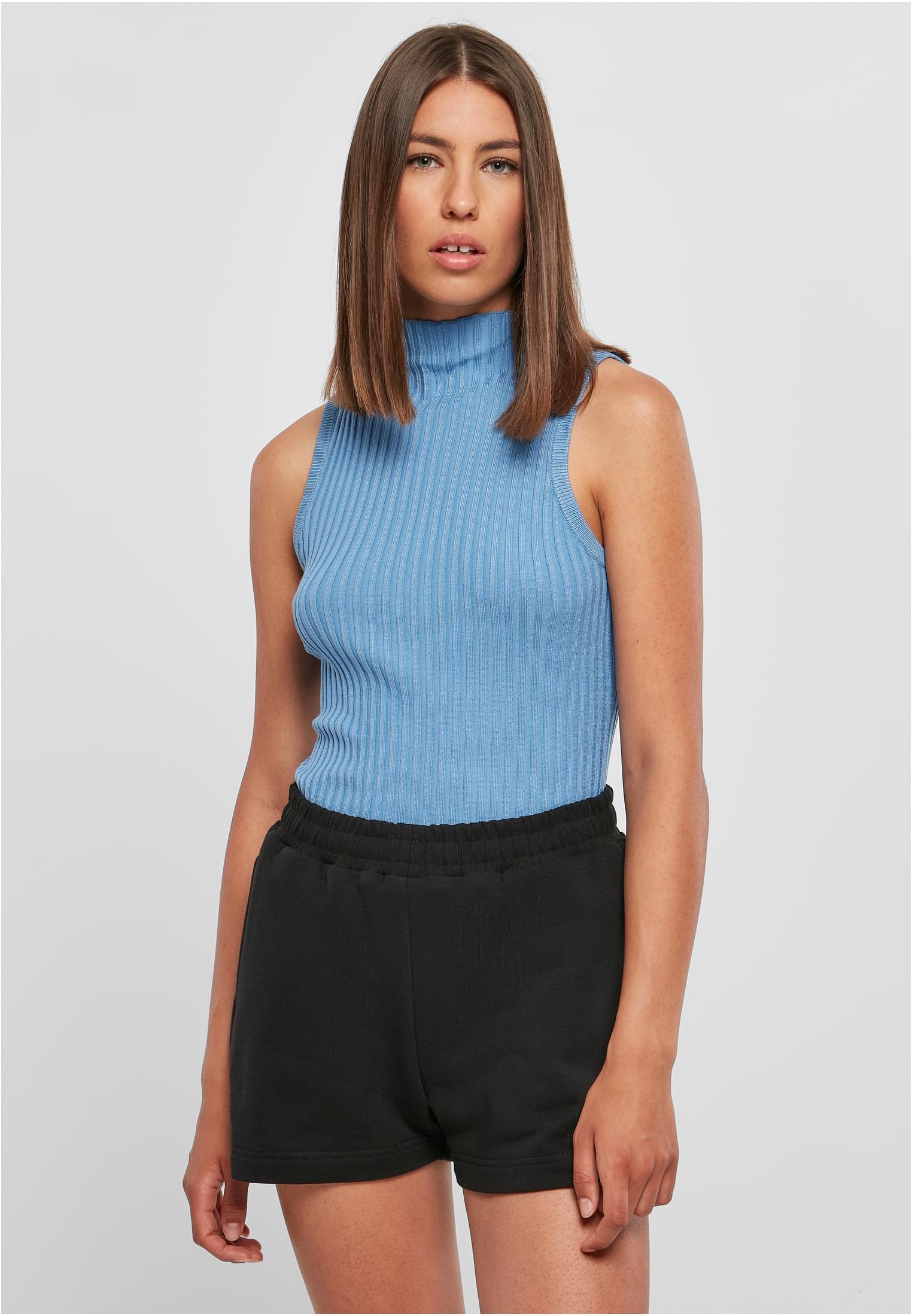 Women's Ribbed Sleeveless Knit Horizontally Blue