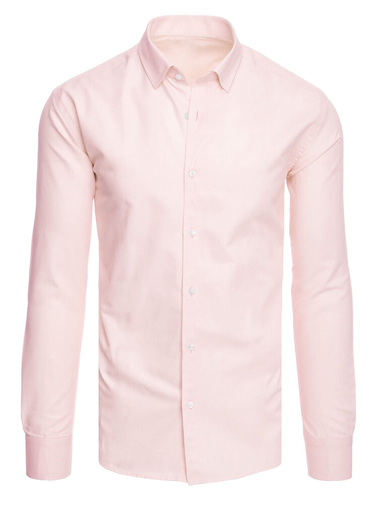 Levně Pánská jednobarevná světle růžová košile Dstreet