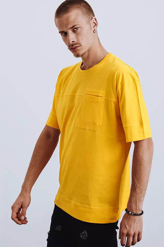 Levně Žluté pánské tričko Dstreet