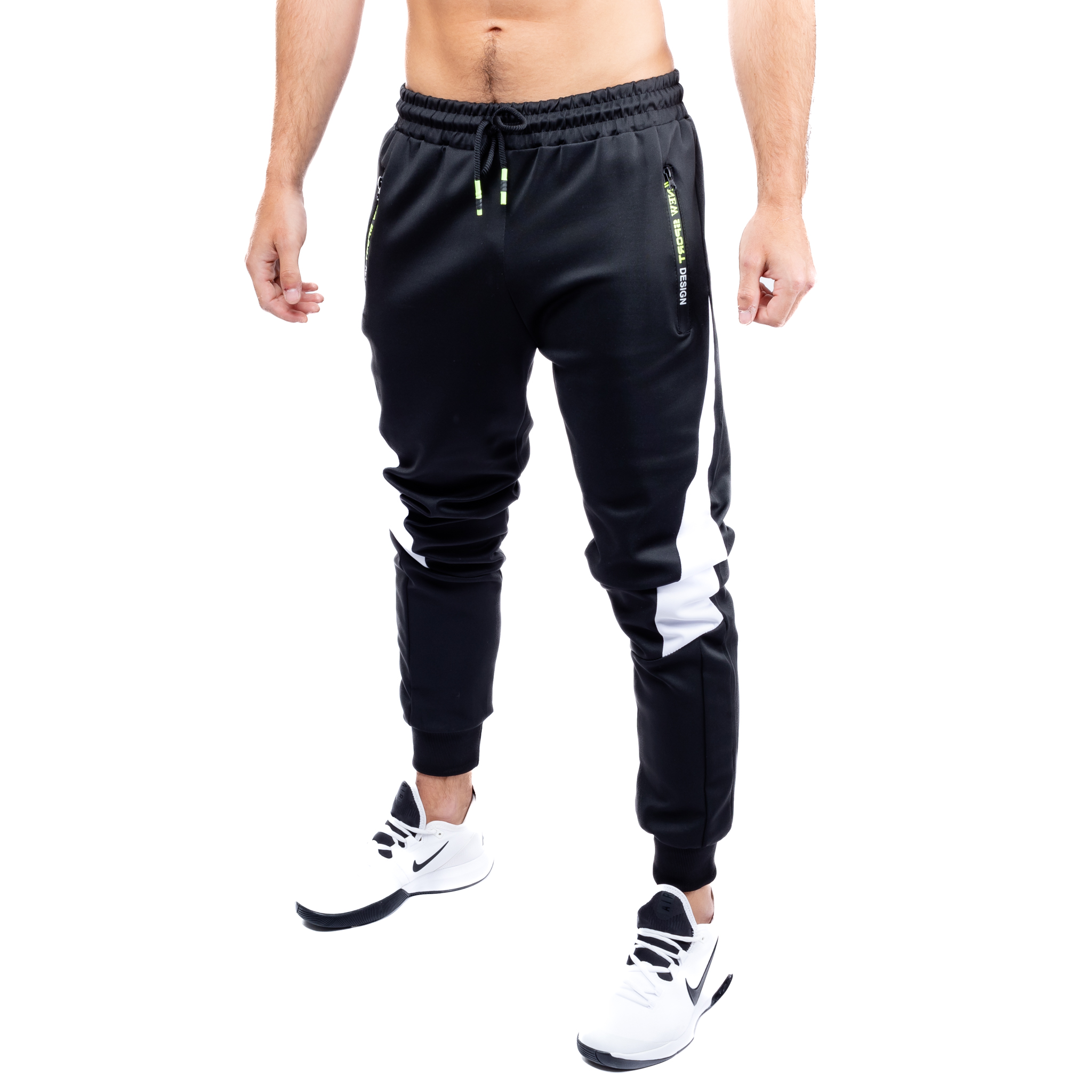 Men ́s sweatpants GLANO - black with white lampas